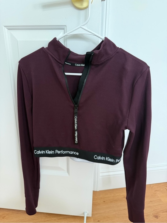 Calvin Klein Tops - Calvin Klein Burgundy Cropped Half-Zip Performance Top